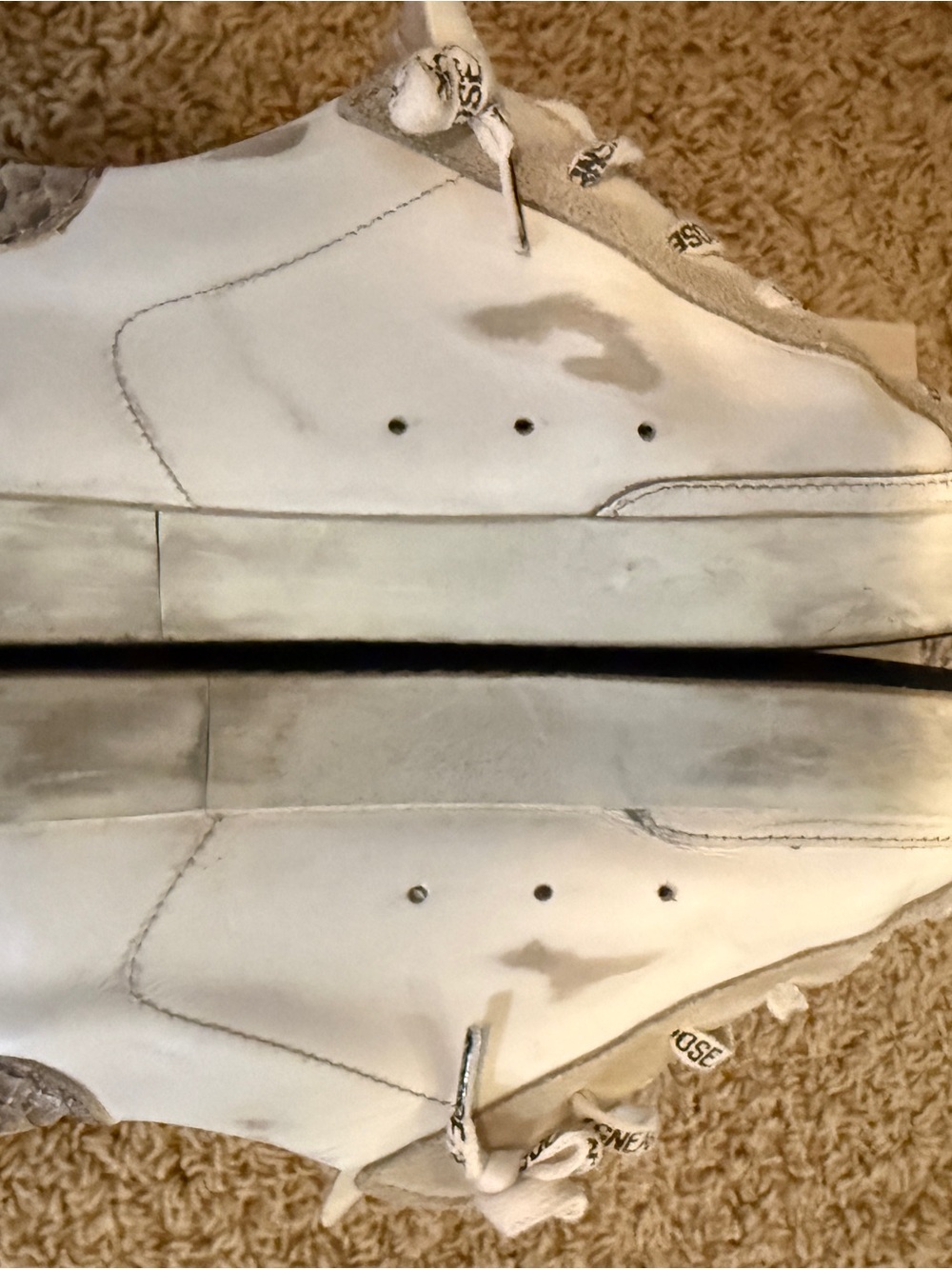 Golden Goose White Leather Sneakers with Yellow Star and Snake-Print Heel - Picture 6 of 8